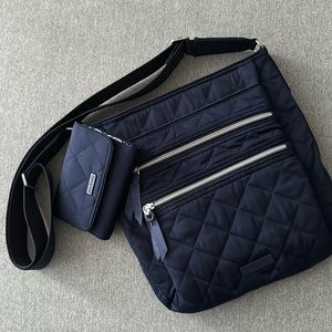 🦋SET🦋 Vera Bradley Triple Zip Hipster Crossbody & Riley Wallet Set | Navy Blue